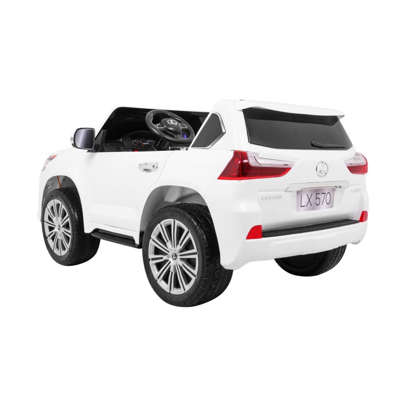 Dětské dvoumístné auto Lexus LX570 bílé + dálkové ovládání EVA kola rádio MP3 + LED