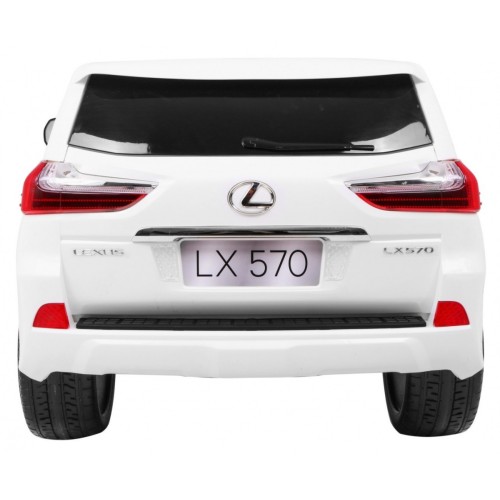 Dětské dvoumístné auto Lexus LX570 bílé + dálkové ovládání EVA kola rádio MP3 + LED