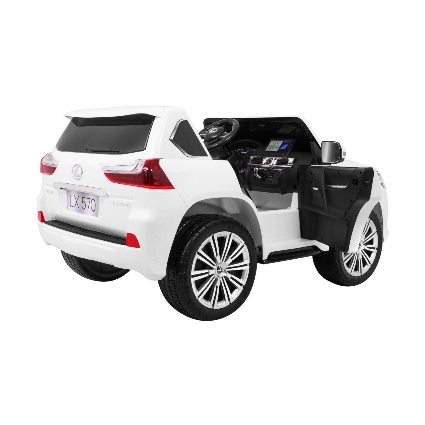 Dětské dvoumístné auto Lexus LX570 bílé + dálkové ovládání EVA kola rádio MP3 + LED