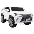 Dětské dvoumístné auto Lexus LX570 bílé + dálkové ovládání EVA kola rádio MP3 + LED