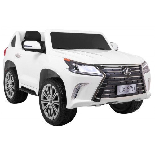 Dětské dvoumístné auto Lexus LX570 bílé + dálkové ovládání EVA kola rádio MP3 + LED