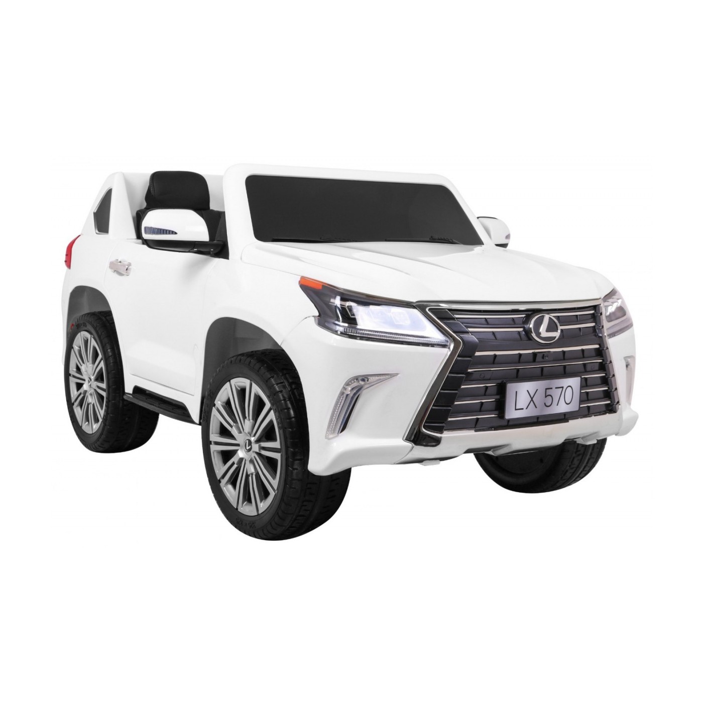 Dětské dvoumístné auto Lexus LX570 bílé + dálkové ovládání EVA kola rádio MP3 + LED