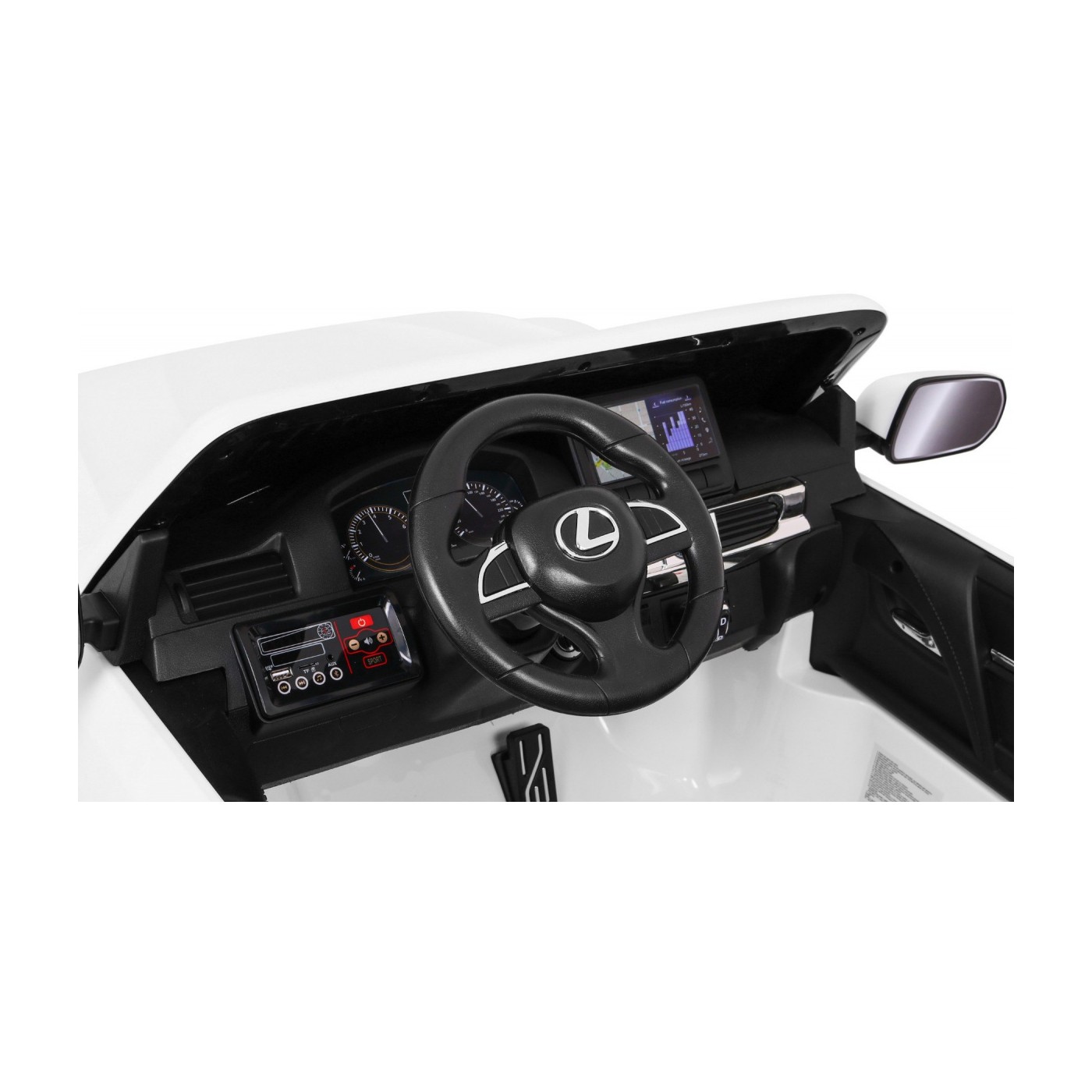 Dětské dvoumístné auto Lexus LX570 bílé + dálkové ovládání EVA kola rádio MP3 + LED