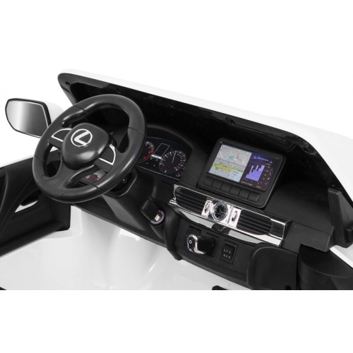 Dětské dvoumístné auto Lexus LX570 bílé + dálkové ovládání EVA kola rádio MP3 + LED