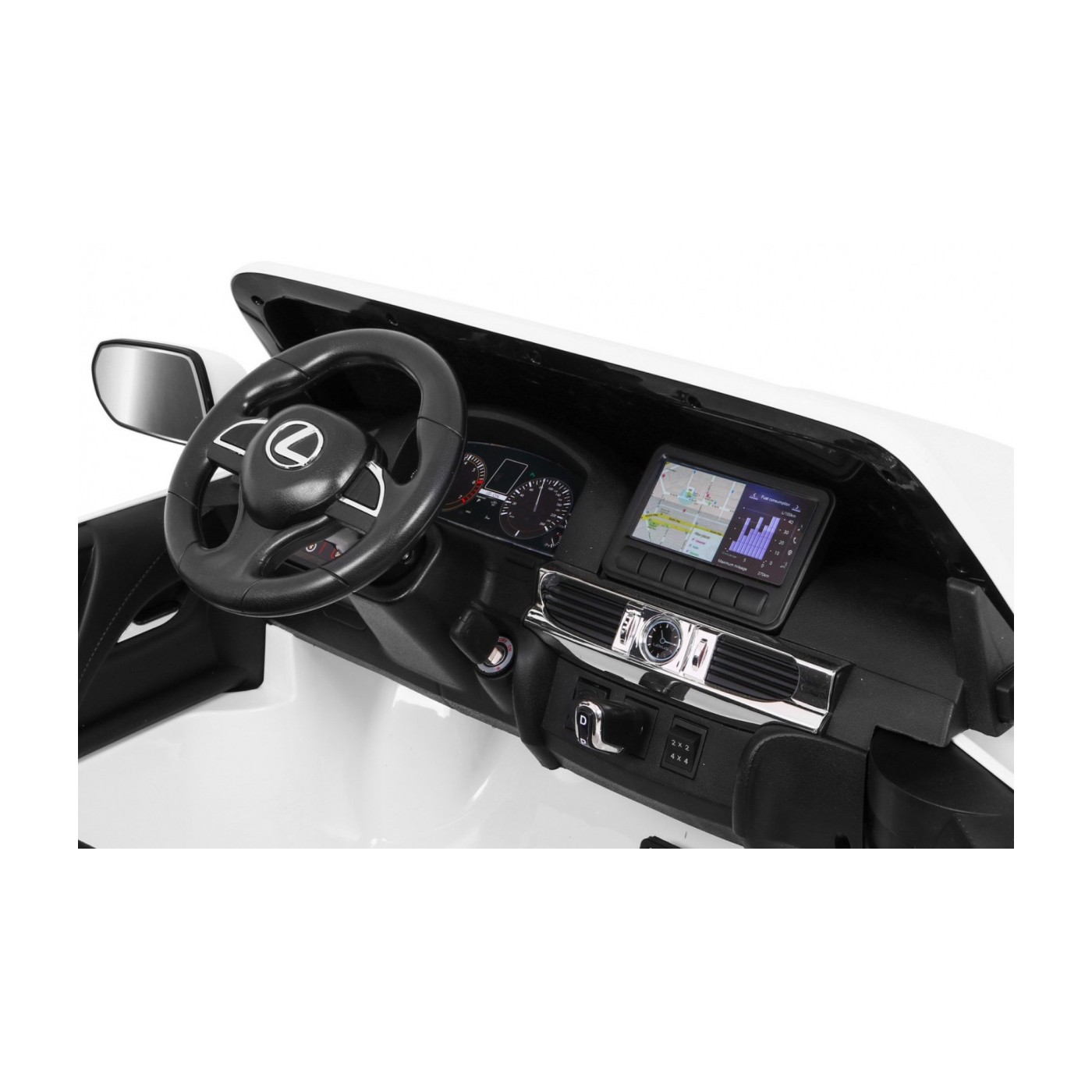 Dětské dvoumístné auto Lexus LX570 bílé + dálkové ovládání EVA kola rádio MP3 + LED