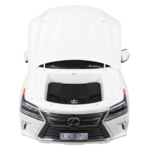 Dětské dvoumístné auto Lexus LX570 bílé + dálkové ovládání EVA kola rádio MP3 + LED