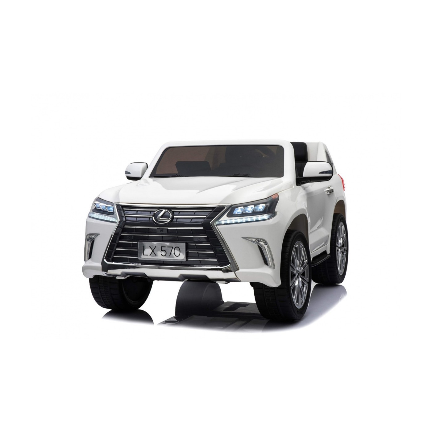 Dětské dvoumístné auto Lexus LX570 bílé + dálkové ovládání EVA kola rádio MP3 + LED