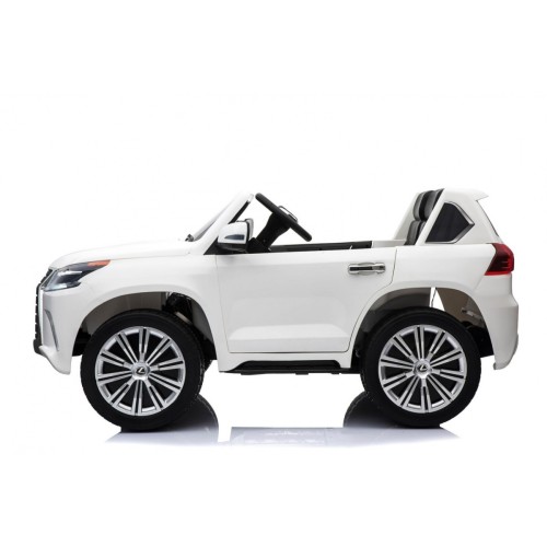 Dětské dvoumístné auto Lexus LX570 bílé + dálkové ovládání EVA kola rádio MP3 + LED