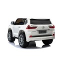 Dětské dvoumístné auto Lexus LX570 bílé + dálkové ovládání EVA kola rádio MP3 + LED