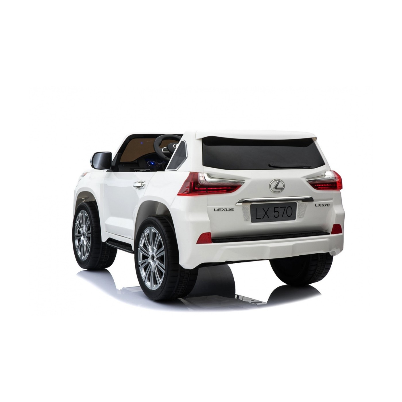 Dětské dvoumístné auto Lexus LX570 bílé + dálkové ovládání EVA kola rádio MP3 + LED