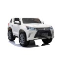 Dětské dvoumístné auto Lexus LX570 bílé + dálkové ovládání EVA kola rádio MP3 + LED