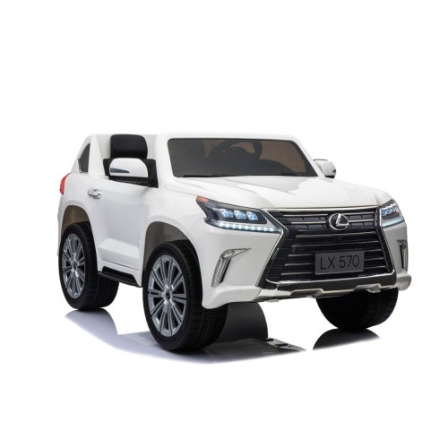 Dětské dvoumístné auto Lexus LX570 bílé + dálkové ovládání EVA kola rádio MP3 + LED