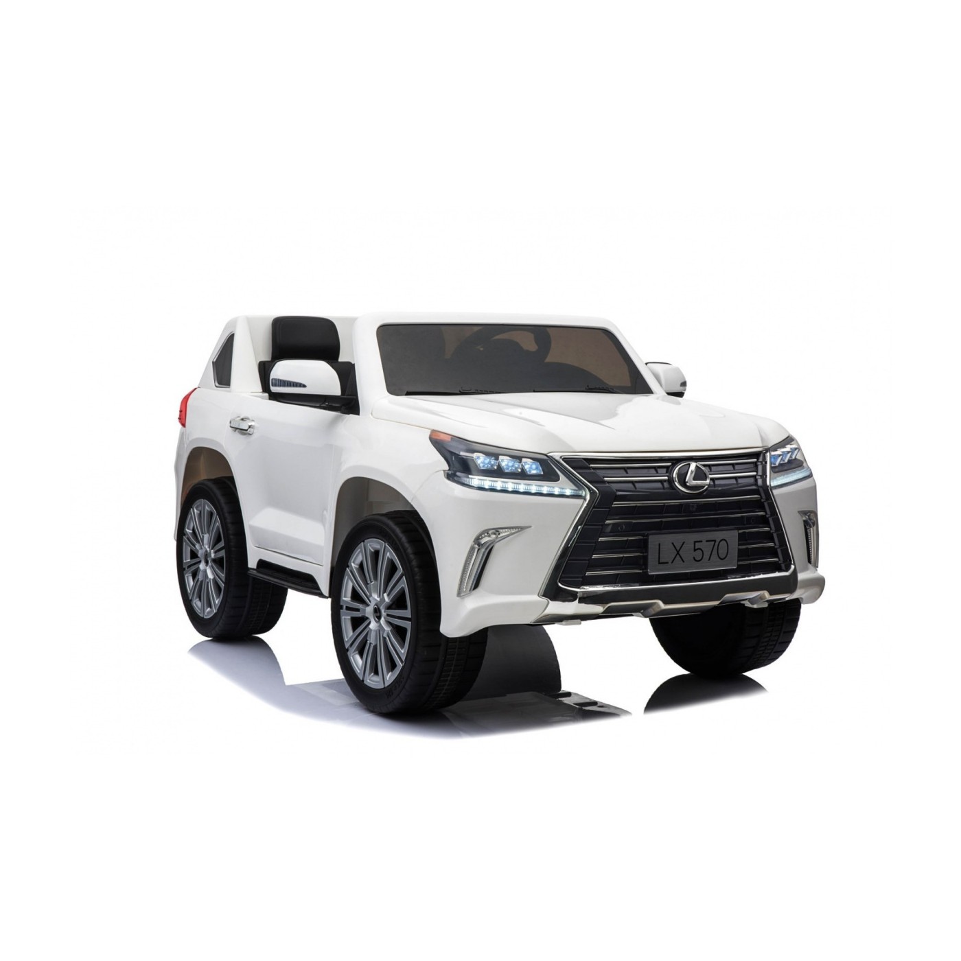 Dětské dvoumístné auto Lexus LX570 bílé + dálkové ovládání EVA kola rádio MP3 + LED