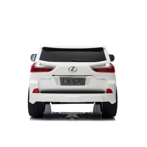 Dětské dvoumístné auto Lexus LX570 bílé + dálkové ovládání EVA kola rádio MP3 + LED