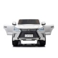 Dětské dvoumístné auto Lexus LX570 bílé + dálkové ovládání EVA kola rádio MP3 + LED