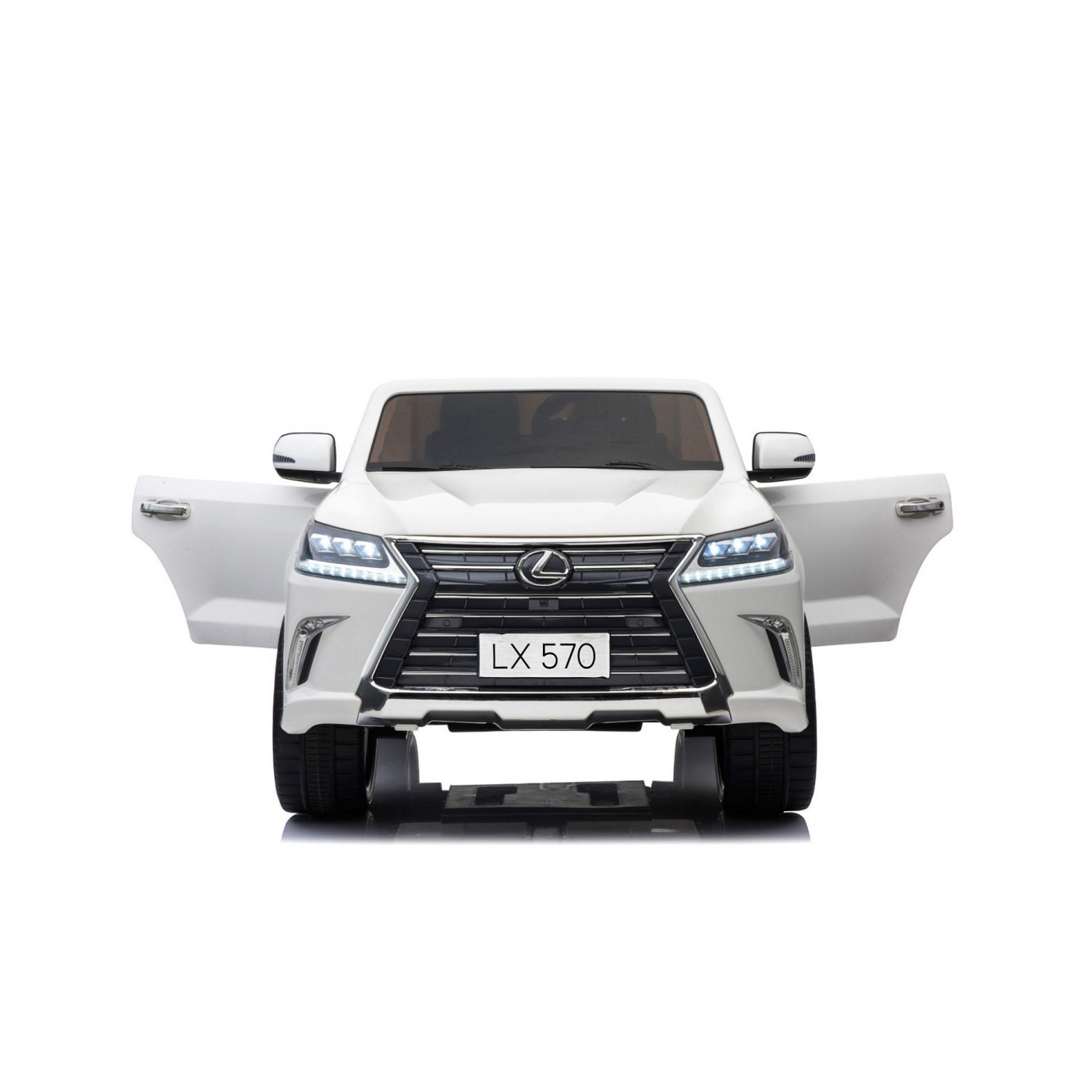 Dětské dvoumístné auto Lexus LX570 bílé + dálkové ovládání EVA kola rádio MP3 + LED