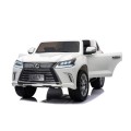 Dětské dvoumístné auto Lexus LX570 bílé + dálkové ovládání EVA kola rádio MP3 + LED