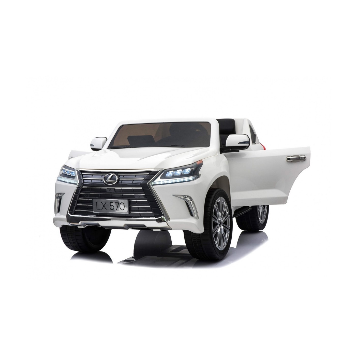 Dětské dvoumístné auto Lexus LX570 bílé + dálkové ovládání EVA kola rádio MP3 + LED