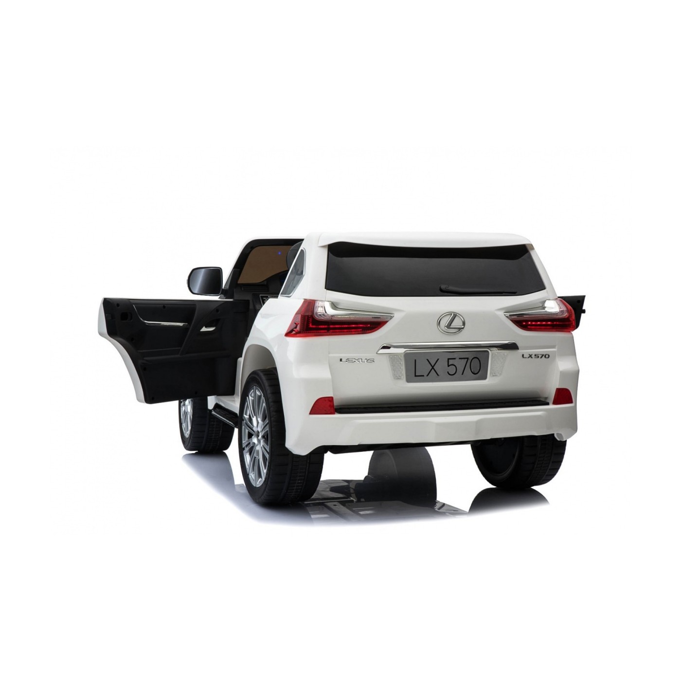 Dětské dvoumístné auto Lexus LX570 bílé + dálkové ovládání EVA kola rádio MP3 + LED