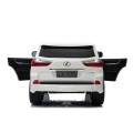 Dětské dvoumístné auto Lexus LX570 bílé + dálkové ovládání EVA kola rádio MP3 + LED