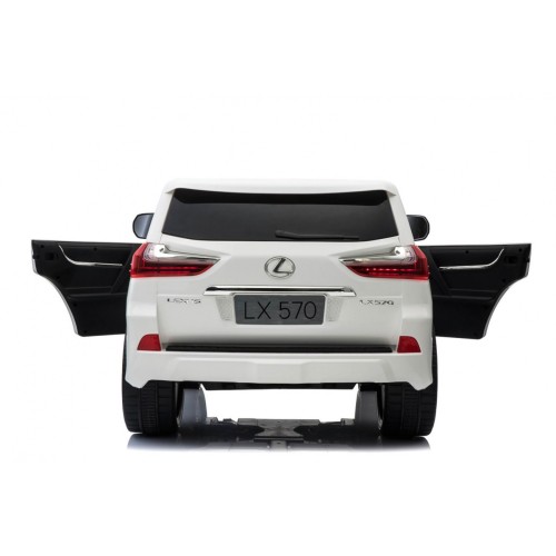 Dětské dvoumístné auto Lexus LX570 bílé + dálkové ovládání EVA kola rádio MP3 + LED