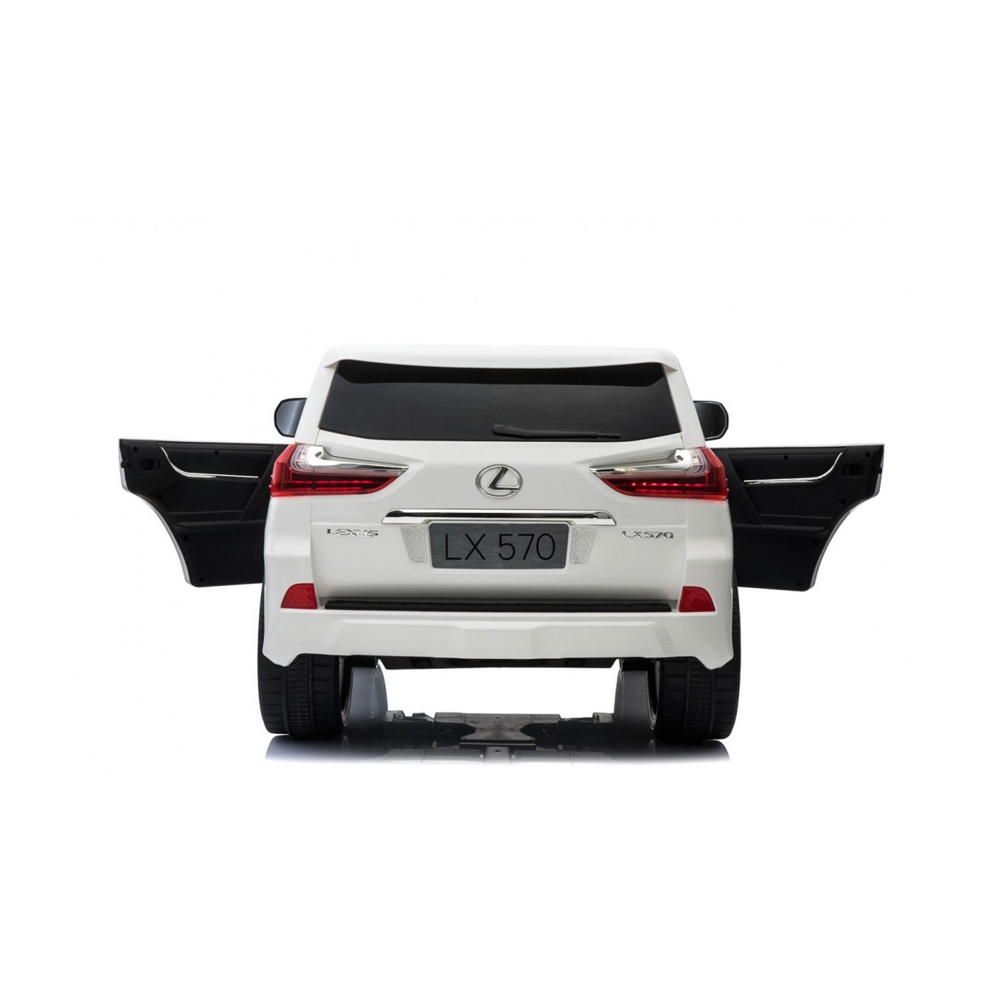 Dětské dvoumístné auto Lexus LX570 bílé + dálkové ovládání EVA kola rádio MP3 + LED