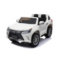 Dětské dvoumístné auto Lexus LX570 bílé + dálkové ovládání EVA kola rádio MP3 + LED