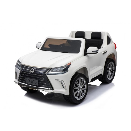 Dětské dvoumístné auto Lexus LX570 bílé + dálkové ovládání EVA kola rádio MP3 + LED