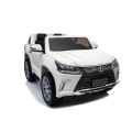 Dětské dvoumístné auto Lexus LX570 bílé + dálkové ovládání EVA kola rádio MP3 + LED