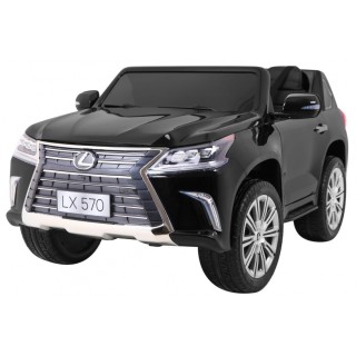 Lexus LX570 lakované 2 dětské auto černé + dálkové ovládání EVA kola rádio MP3 LED