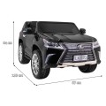 Lexus LX570 lakované 2 dětské auto černé + dálkové ovládání EVA kola rádio MP3 LED