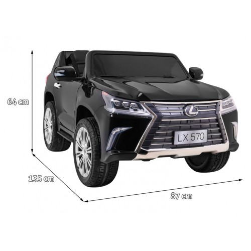 Lexus LX570 lakované 2 dětské auto černé + dálkové ovládání EVA kola rádio MP3 LED