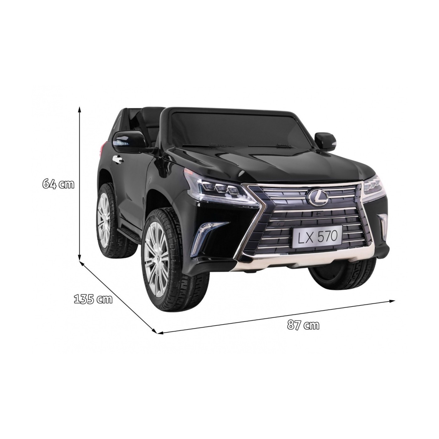 Lexus LX570 lakované 2 dětské auto černé + dálkové ovládání EVA kola rádio MP3 LED