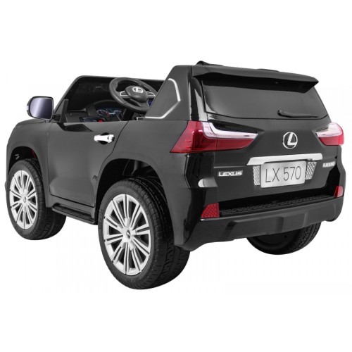 Lexus LX570 lakované 2 dětské auto černé + dálkové ovládání EVA kola rádio MP3 LED