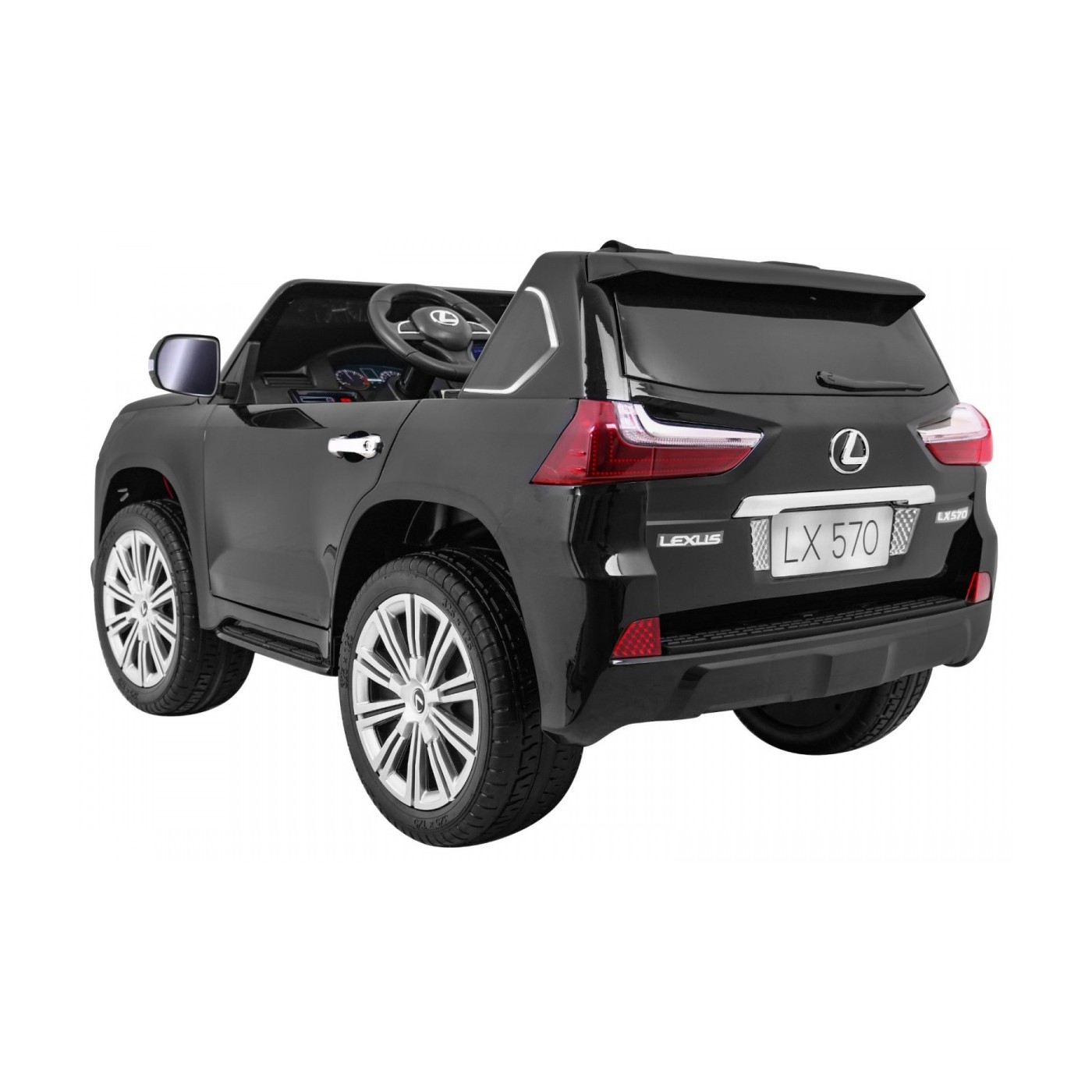 Lexus LX570 lakované 2 dětské auto černé + dálkové ovládání EVA kola rádio MP3 LED