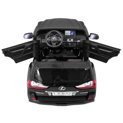 Lexus LX570 lakované 2 dětské auto černé + dálkové ovládání EVA kola rádio MP3 LED