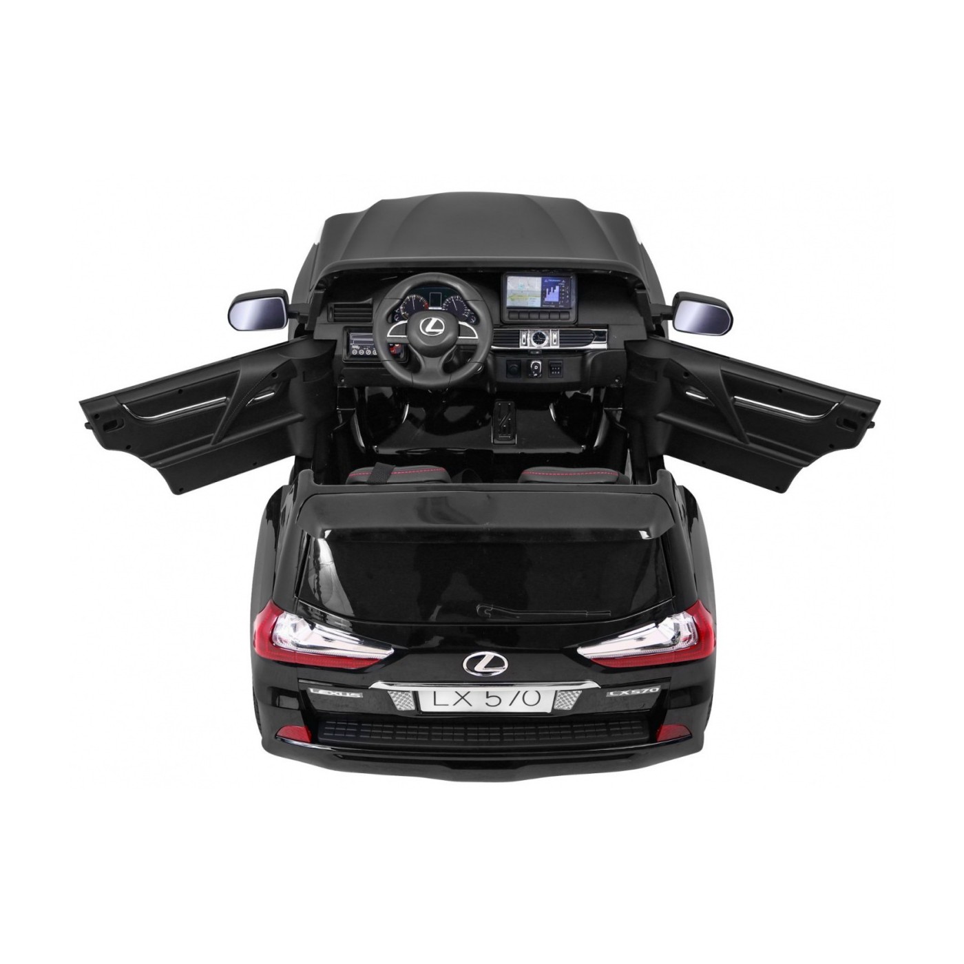 Lexus LX570 lakované 2 dětské auto černé + dálkové ovládání EVA kola rádio MP3 LED