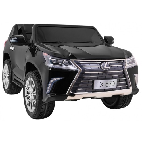 Lexus LX570 lakované 2 dětské auto černé + dálkové ovládání EVA kola rádio MP3 LED