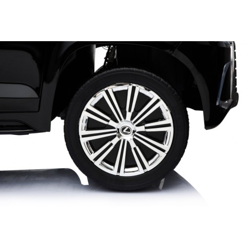 Lexus LX570 lakované 2 dětské auto černé + dálkové ovládání EVA kola rádio MP3 LED