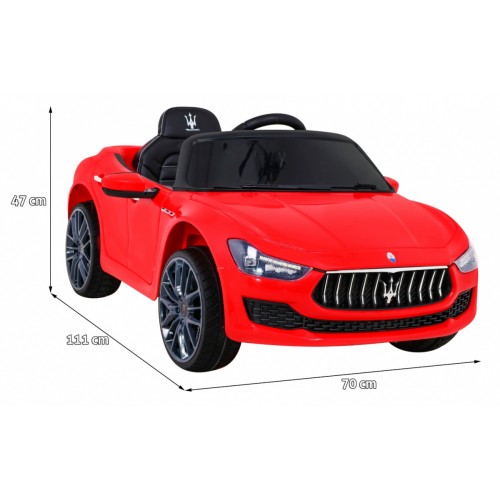 Dětská baterie Maserati Ghibli červená + dálkové ovládání + pomalý start + EVA + MP3 USB + LED