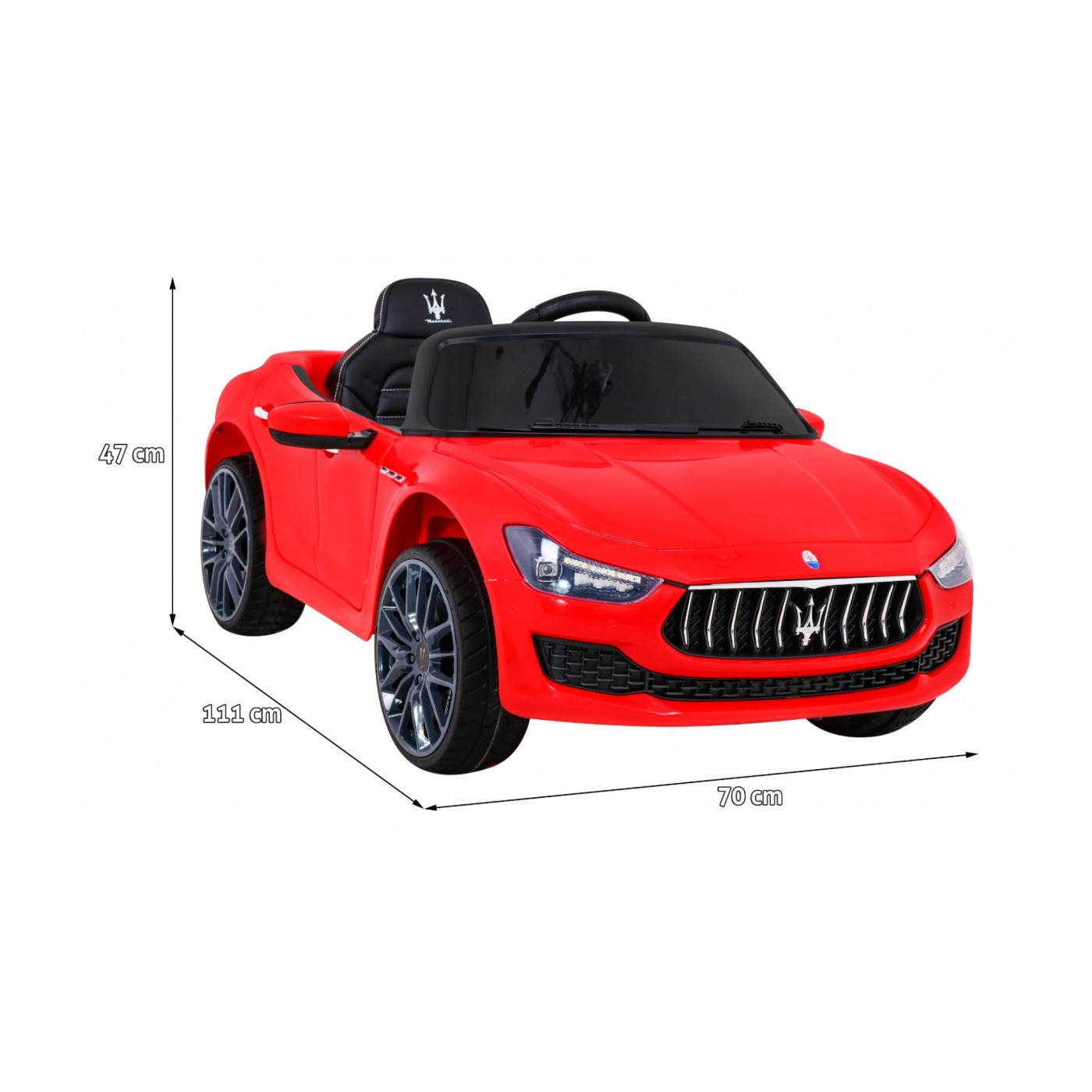 Dětská baterie Maserati Ghibli červená + dálkové ovládání + pomalý start + EVA + MP3 USB + LED
