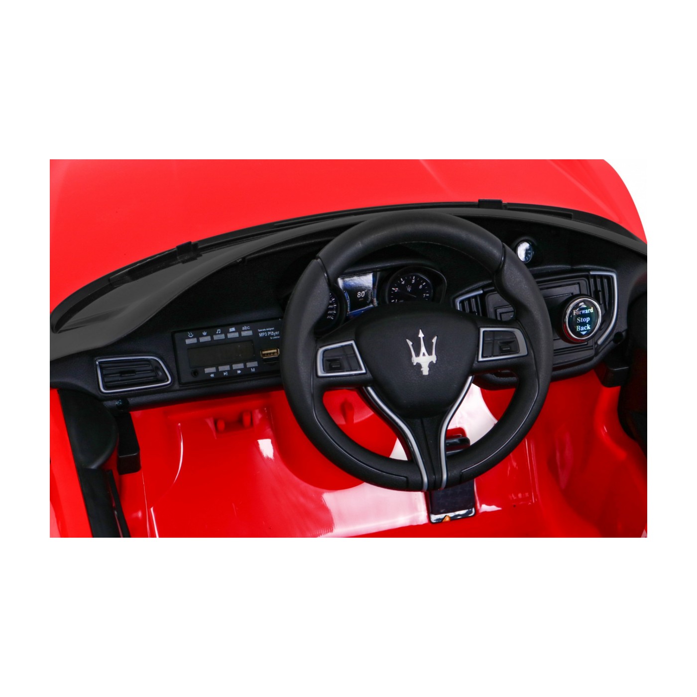 Dětská baterie Maserati Ghibli červená + dálkové ovládání + pomalý start + EVA + MP3 USB + LED