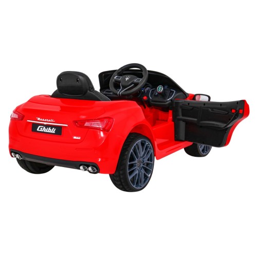 Dětská baterie Maserati Ghibli červená + dálkové ovládání + pomalý start + EVA + MP3 USB + LED