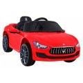 Dětská baterie Maserati Ghibli červená + dálkové ovládání + pomalý start + EVA + MP3 USB + LED
