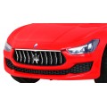 Dětská baterie Maserati Ghibli červená + dálkové ovládání + pomalý start + EVA + MP3 USB + LED