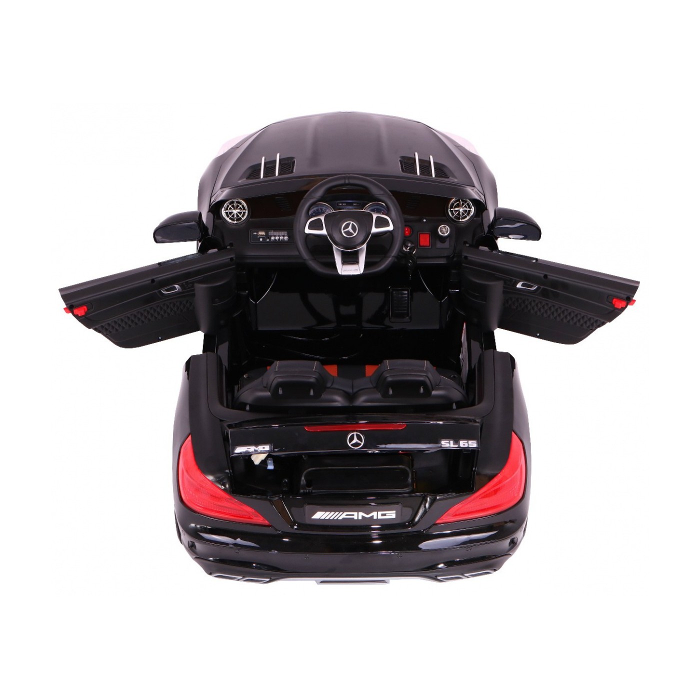 Mercedes AMG SL65 dětská barva černá dálkové nastavení sedadla kufru MP3 LED pomalý start