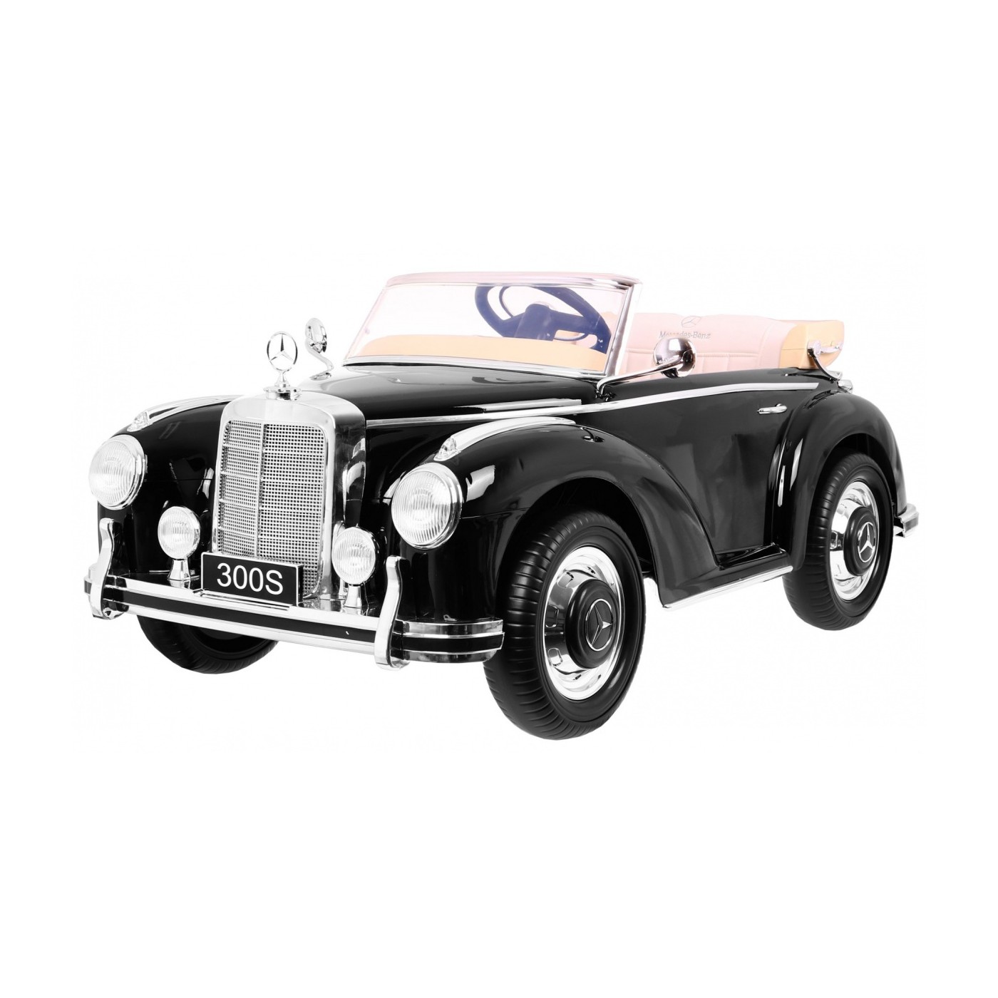 Mercedes Benz 300S Retro dětský lak černý + dálkové ovládání + EVA + pomalý start + LED MP3