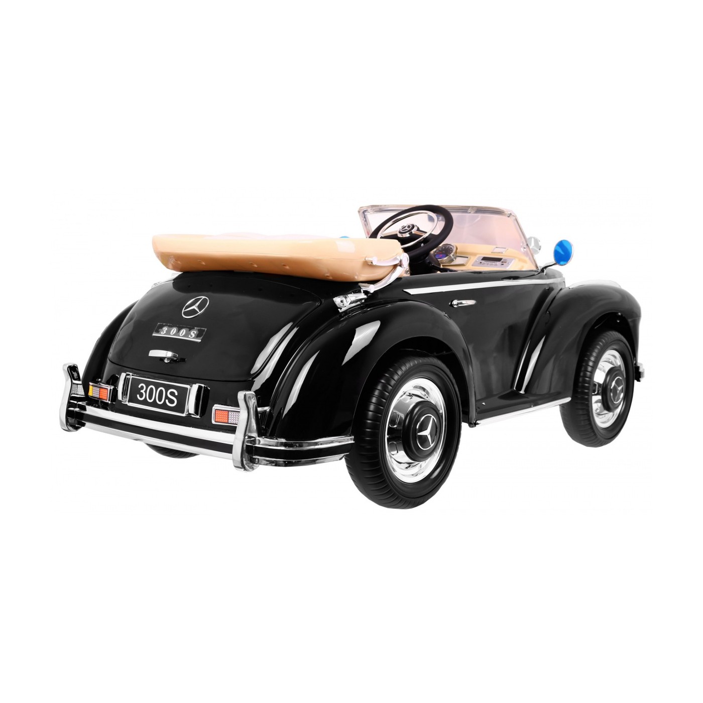 Mercedes Benz 300S Retro dětský lak černý + dálkové ovládání + EVA + pomalý start + LED MP3