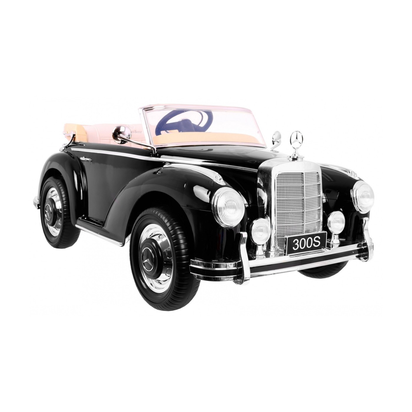Mercedes Benz 300S Retro dětský lak černý + dálkové ovládání + EVA + pomalý start + LED MP3