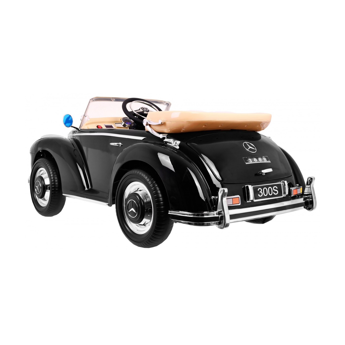 Mercedes Benz 300S Retro dětský lak černý + dálkové ovládání + EVA + pomalý start + LED MP3